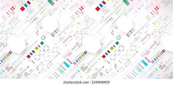 Abstract technology concept. Circuit board, high computer color background. Vector illustration with space for content, web - template, business tech presentation.