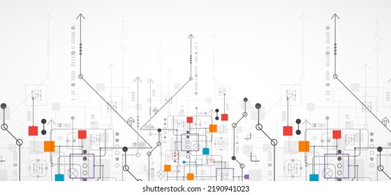 Resumen del concepto de tecnología. Tarjeta de circuito, fondo de color de computadora alto. Ilustración vectorial con espacio para contenido, web - plantilla, presentación de tecnología empresarial.