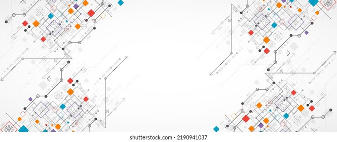 Abstraktes Technologiekonzept. Platine, hellfarbiger Hintergrund des Computers. Vektorgrafik mit Platz für Inhalte, Web - Vorlage, Business-Tech-Präsentation.