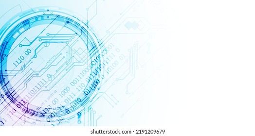 Abstract technology concept. Circuit board, high computer color background. Vector illustration with space for content, web - template, business tech presentation.