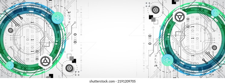Abstraktes Technologiekonzept. Platine, hellfarbiger Hintergrund des Computers. Vektorgrafik mit Platz für Inhalte, Web - Vorlage, Business-Tech-Präsentation.