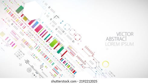 Abstract technology concept. Circuit board, high computer color background. Vector illustration with space for content, web - template, business tech presentation.