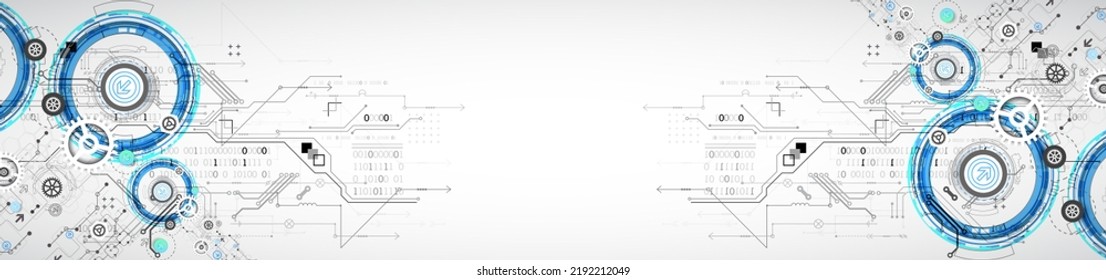 Abstract technology concept. Circuit board, high computer color background. Vector illustration with space for content, web - template, business tech presentation.