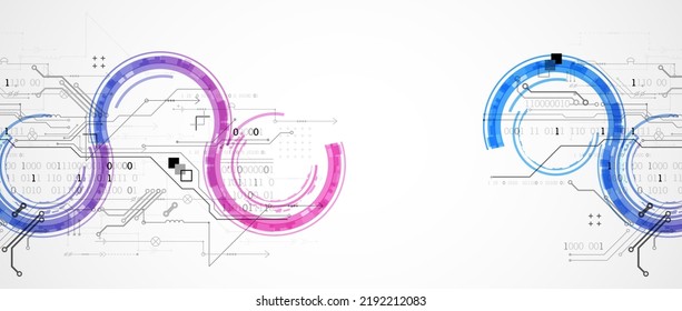 Abstract technology concept. Circuit board, high computer color background. Vector illustration with space for content, web - template, business tech presentation.