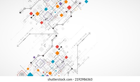 Resumen del concepto de tecnología. Tarjeta de circuito, fondo de color de computadora alto. Ilustración vectorial con espacio para contenido, web - plantilla, presentación de tecnología empresarial.