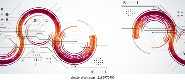 Abstract technology concept. Circuit board, high computer color background. Vector illustration with space for content, web - template, business tech presentation.