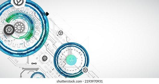 Abstract technology concept. Circuit board, high computer color background. Vector illustration with space for content, web - template, business tech presentation.