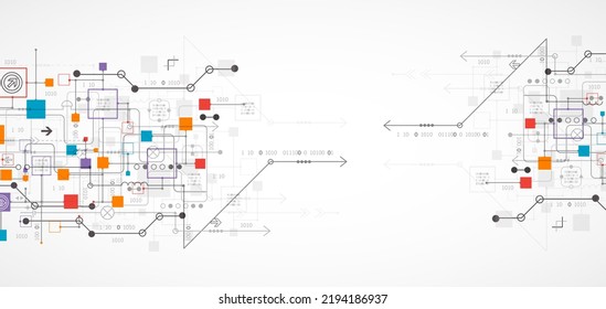 Resumen del concepto de tecnología. Tarjeta de circuito, fondo de color de computadora alto. Ilustración vectorial con espacio para contenido, web - plantilla, presentación de tecnología empresarial.