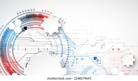 Abstract technology concept. Circuit board, high computer color background. Vector illustration with space for content, web - template, business tech presentation.