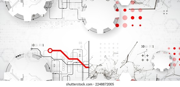 Resumen del concepto de tecnología. Tarjeta de circuito, fondo de color de computadora alto. Ilustración vectorial con espacio para contenido, web - plantilla, presentación de tecnología empresarial.