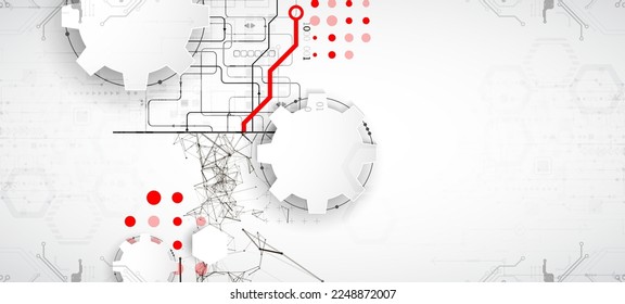 Abstract technology concept. Circuit board, high computer color background. Vector illustration with space for content, web - template, business tech presentation.
