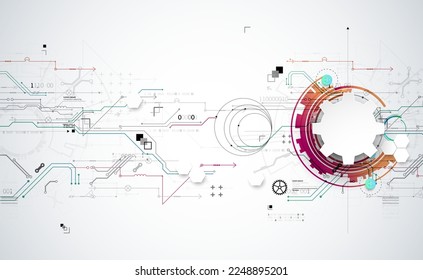 Resumen del concepto de tecnología. Tarjeta de circuito, fondo de color de computadora alto. Ilustración vectorial con espacio para contenido, web - plantilla, presentación de tecnología empresarial.