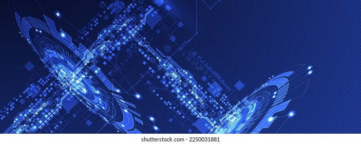 Abstract technology concept. Circuit board, high computer color background. Vector illustration with space for content, web - template, business tech presentation.