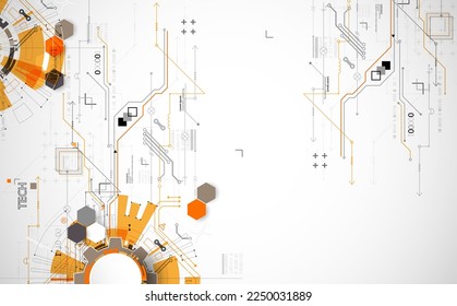 Abstract technology concept. Circuit board, high computer color background. Vector illustration with space for content, web - template, business tech presentation.