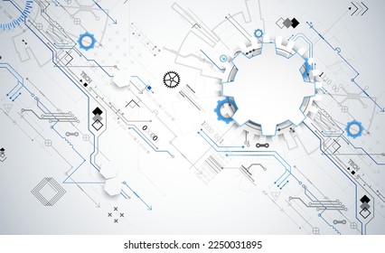 Abstract technology concept. Circuit board, high computer color background. Vector illustration with space for content, web - template, business tech presentation.