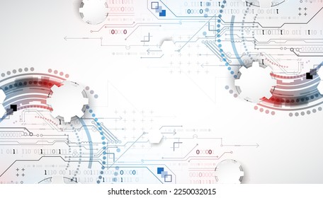 Abstract technology concept. Circuit board, high computer color background. Vector illustration with space for content, web - template, business tech presentation.