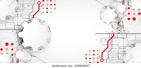 Abstract technology concept. Circuit board, high computer color background. Vector illustration with space for content, web - template, business tech presentation.