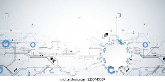 Abstract technology concept. Circuit board, high computer color background. Vector illustration with space for content, web - template, business tech presentation.