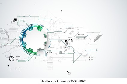 Abstract technology concept. Circuit board, high computer color background. Vector illustration with space for content, web - template, business tech presentation.
