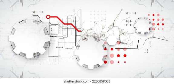 Abstract technology concept. Circuit board, high computer color background. Vector illustration with space for content, web - template, business tech presentation.