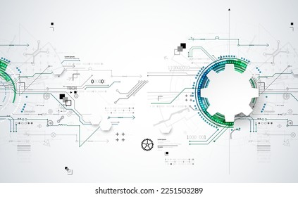 Abstract technology concept. Circuit board, high computer color background. Vector illustration with space for content, web - template, business tech presentation.