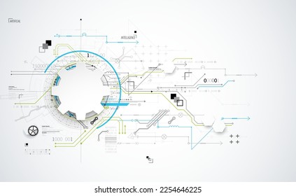Abstraktes Technologiekonzept. Platine, hellfarbiger Hintergrund des Computers. Vektorgrafik mit Platz für Inhalte, Web - Vorlage, Business-Tech-Präsentation.