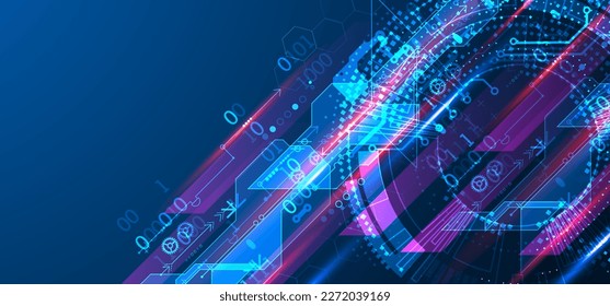 Abstract technology concept. Circuit board, high computer background. Vector illustration with space for content, web - template, business tech presentation.