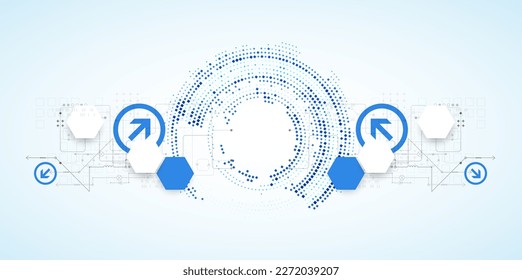 Abstract technology concept. Circuit board, high computer background. Vector illustration with space for content, web - template, business tech presentation.