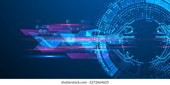 Abstract technology concept. Circuit board, high computer background. Vector illustration with space for content, web - template, business tech presentation.