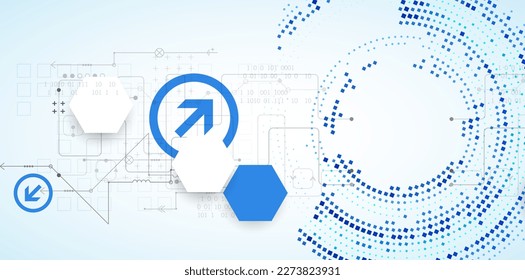Abstract technology concept. Circuit board, high computer background. Vector illustration with space for content, web - template, business tech presentation.