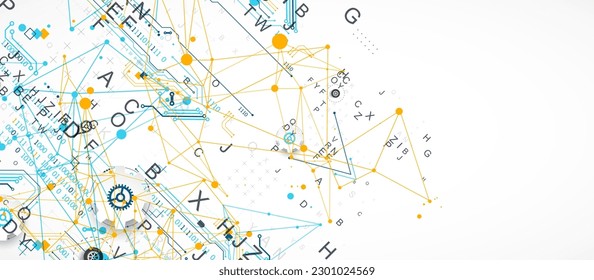Abstract technology concept. Circuit board, color background. Vector illustration.