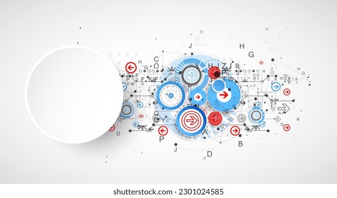 Abstraktes Technologiekonzept. Platine, Farbhintergrund. Vektorgrafik.
