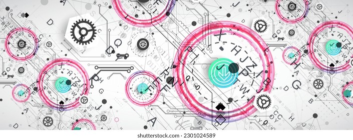 Abstract technology concept. Circuit board, color background. Vector illustration.
