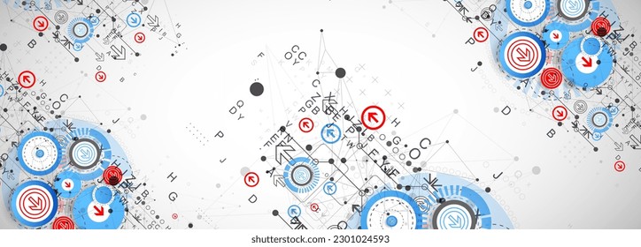 Abstract technology concept. Circuit board, color background. Vector illustration.