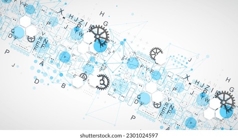 Abstract technology concept. Circuit board, color background. Vector illustration.