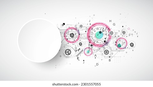 Abstract technology concept. Circuit board, color background. Vector illustration.