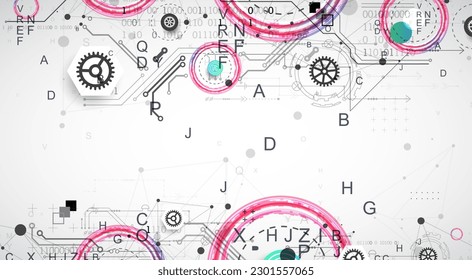 Abstract technology concept. Circuit board, color background. Vector illustration.