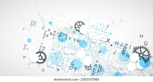 Abstract technology concept. Circuit board, color background. Vector illustration.