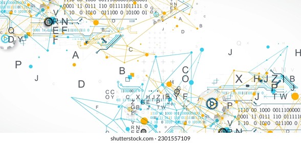 Abstract technology concept. Circuit board, color background. Vector illustration.