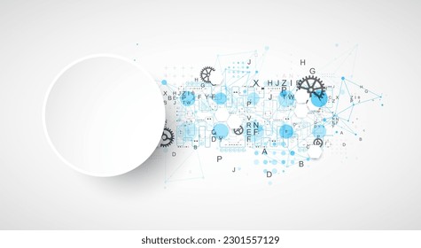 Abstract technology concept. Circuit board, color background. Vector illustration.