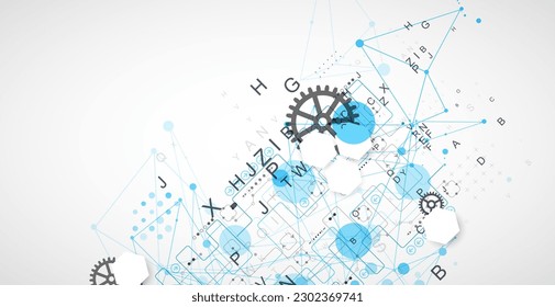 Abstract technology concept. Circuit board, color background. Vector illustration.