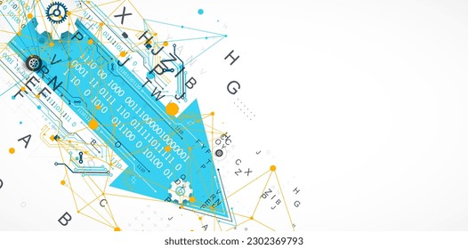 Resumen del concepto de tecnología. Tarjeta de circuito, fondo de color. Ilustración vectorial.