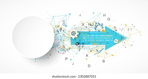 Abstraktes Technologiekonzept. Platine, Farbhintergrund. Vektorgrafik.