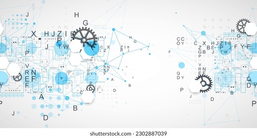 Abstract technology concept. Circuit board, color background. Vector illustration.