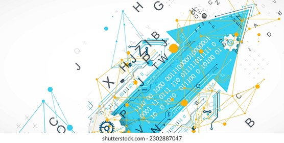 Abstract technology concept. Circuit board, color background. Vector illustration.