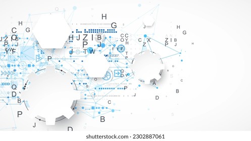 Abstract technology concept. Circuit board, color background. Vector illustration.