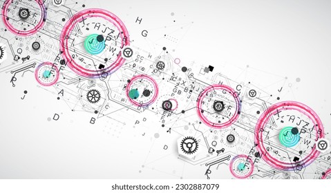 Abstract technology concept. Circuit board, color background. Vector illustration.