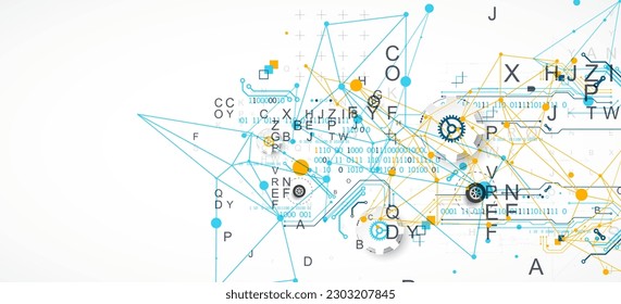 Abstract technology concept. Circuit board, color background. Vector illustration.