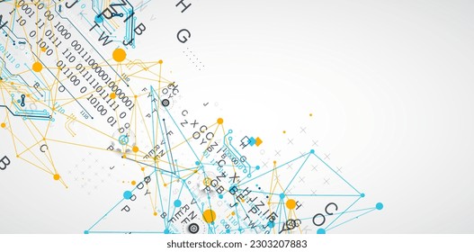 Abstract technology concept. Circuit board, color background. Vector illustration.
