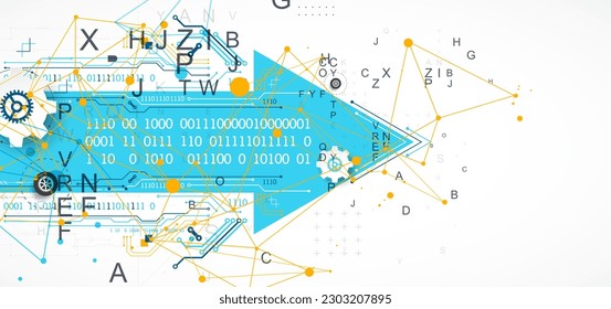 Abstract technology concept. Circuit board, color background. Vector illustration.